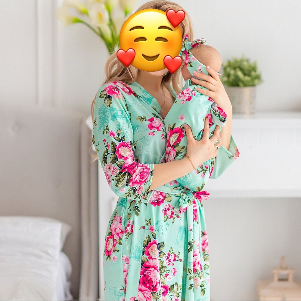 Posh peanut Floral Print Women's Robe and Baby Set ( Maternity)